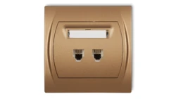 LOGO Gniazdo telefoniczne podwójne 2xRJ11, 4-stykowy złoty metalik 8LGT-2