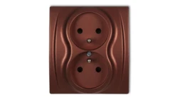 LOGO Gniazdo podwójne z/u brązowy metalik 9LGP-2zp