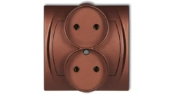 LOGO Gniazdo podwójne 2x(2P) brĄzowy metalik 9LGPR-2