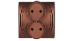 LOGO Gniazdo podwójne 2x(2P) z przesłonami brĄzowy metalik 9LGPR-2p