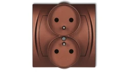 LOGO Gniazdo podwójne z/u z przesłonami brĄzowy metalik 9LGPR-2zp