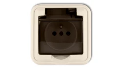 LIZA Gniazdo bryzgoszczelne z/u (klapka dymna) beżowy 1GPH-1zd