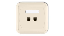 LIZA Gniazdo telefoniczne podwójne 2xRJ11, 4-stykowe beżowy 1GLT-2