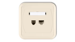 LIZA Gniazdo telefoniczne pojedyncze 1xRJ11, 4-stykowe + gniazdo komputerowe pojedyncze 1xRJ45, kat. 5e, 8-stykowe beżowy 1GLTK