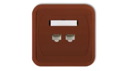 LIZA Gniazdo komputerowe podwójne 2xRJ45, kat. 6, 8-stykowe brązowy 4GLK-4