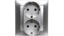 IMPRESJA Gniazdo podwójne z/u Schuko srebrne GP-2YS/18