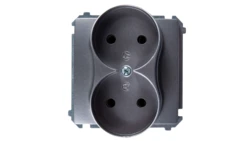Simon Basic Gniazdo podwójne b/u 16A IP20 stal inox BMG2M.01/21