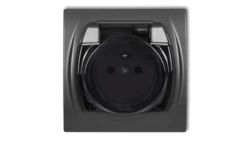 LOGO Gniazdo bryzgoszczelne z/u (klapka dymna) grafitowy 11LGPB-1zdp