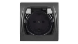 LOGO Gniazdo bryzgoszczelne z/u SCHUKO (klapka dymna) grafitowy 11LGPB-1sdp