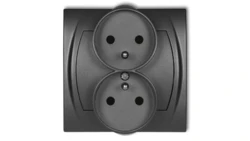 LOGO Gniazdo podwójne do ramki z/u (przesłony torów prądowych) grafitowy 11LGPR-2zp