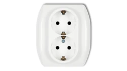 TREND Gniazdo podwójne b/u okleina: srebrny lux GP-2Sp