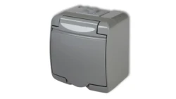 JUNIOR Gniazdo pojedyncze z/u SCHUKO (klapka popielata) popielaty 10GHE-1sp