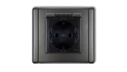 FLEXI Gniazdo bryzgoszczelne z/u SCHUKO (klapka dymna) grafitowy 11FGPB-1sdp
