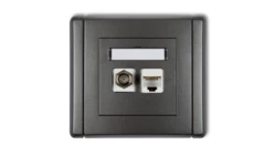 FLEXI Gniazdo antenowe pojedyncze typu F (SAT) + gniazdo komputerowe pojedyncze 1xRJ45 kat. 5e 8-stykowe grafitowy 11FGFK-1