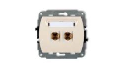 TREND Gniazdo głośnikowe pojedyncze (typu banan - czerwony i czarny, pozłacany, 4 mm2, skręcany) beżowy 1GG-4