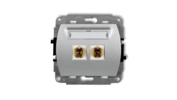 TREND Gniazdo głośnikowe pojedyncze (typu banan - czerwony i czarny, pozłacany, 4 mm2, skręcany) srebrny metalik 7GG-4