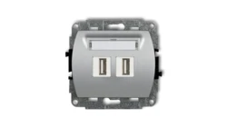 TREND Gniazdo podwójne 2xUSB-AA srebrny metalik 7GUSB-2