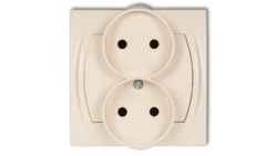 LOGO Gniazdo podwójne 2x(2P) z przesłonami beżowy 1LGPR-2p
