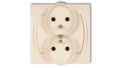 LOGO Gniazdo podwójne z/u z przesłonami beżowy 1LGPR-2zp