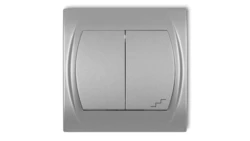 LOGO Łącznik jednobiegunowy ze schodowym podświetlany srebrny metalik 7LWP-10L