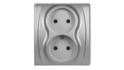 LOGO Gniazdo podwójne b/u srebrny metalik 7LGP-2