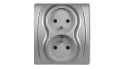 LOGO Gniazdo podwójne z/u srebrny metalik 7LGP-2zp