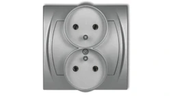 LOGO Gniazdo podwójne z/u srebrny metalik 7LGPR-2z