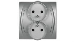 LOGO Gniazdo podwójne z/u z przesłonami srebrny metalik 7LGPR-2zp