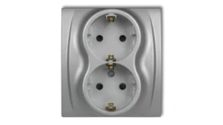 LOGO Gniazdo podwójne z/u SCHUKO srebrny metalik 7LGP-2sp