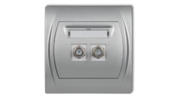 LOGO Gniazdo antenowe podwójne typu F (SAT) srebrny metalik 7LGF-2