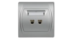 LOGO Gniazdo telefoniczne podwójne 2xRJ11, 4-stykowy srebrny metalik 7LGT-2
