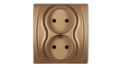 LOGO Gniazdo podwójne b/u złoty metalik 8LGP-2p