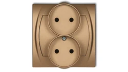 LOGO Gniazdo podwójne 2x(2P) z przesłonami złoty metalik 8LGPR-2p