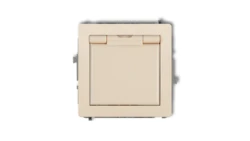 DECO Gniazdo bryzgoszczelne z/u SCHUKO (klapka beżowa) beżowy 1DGPB-1sp