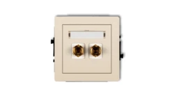 DECO Gniazdo głośnikowe pojedyncze (typu banan - czerwony i czarny, pozłacany, 4 mm2, skręcany) beżowy 1DGG-4