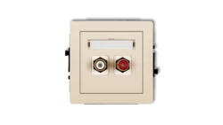 DECO Gniazdo podwójne RCA (typu cinch - biały i czerwony, pozłacany) beżowy 1DGRCA-2