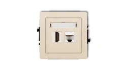 DECO Gniazdo pojedyncze HDMI + Gniazdo komputerowe pojedyncze 1xRJ45, kat. 5e, 8-stykowy beżowy 1DGHK