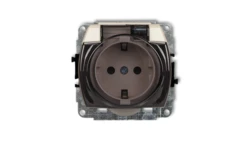 TREND Gniazdo bryzgoszczelne z/u SCHUKO (klapka dymna) beżowy 1GPB-1sdp