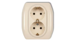 TREND Gniazdo podwójne z/u SCHUKO beżowy 1GP-2sp