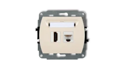 TREND Gniazdo pojedyncze HDMI + Gniazdo komputerowe pojedyncze 1xRJ45, kat. 5e, 8-stykowy beżowy 1GHK