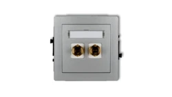 DECO Gniazdo głośnikowe pojedyncze (typu banan - czerwony i czarny, pozłacany, 4 mm2, do lutowania) srebrny metalik 7DGG-3