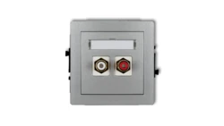 DECO Gniazdo podwójne RCA (typu cinch - biały i czerwony, pozłacany) srebrny metalik 7DGRCA-2