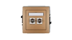 DECO Gniazdo antenowe podwójnego typu F (SAT) pozłacany złoty metalik 8DGF-2.1