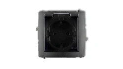 DECO Gniazdo bryzgoszczelne z/u SCHUKO (klapka dymna) grafitowy 11DGPB-1sdp