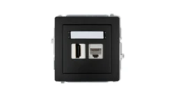 DECO Gniazdo pojedyncze HDMI + Gniazdo komputerowe pojedyncze 1xRJ45, kat. 5e, 8-stykowy czarny mat 12DGHK