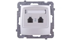 KARO Gniazdo telefoniczne podwójne RJ11 niezależne srebrny perłowy GPT-2SN/m/43