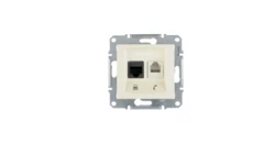 Sedna Gniazdo teleinformatyczne RJ11 RJ45 kat.5e UTP kremowe SDN5100123