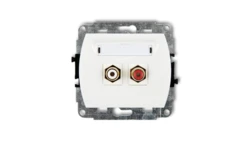 TREND Gniazdo podwójne RCA (typu cinch - biały i czerwony, pozłacany) biały GRCA-2