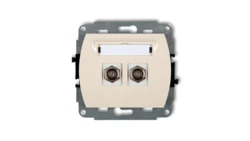 TREND Gniazdo antenowe podwójnego typu F (SAT) niklowany beżowy 1GF-2