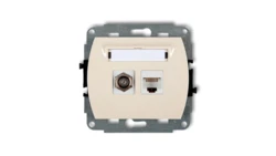 TREND Gniazdo antenowe pojedyncze typu F (SAT) + gniazda komputerowe pojedyncze 1xRJ45 kat. 5e 8-stykowy beżowy 1GFK-1